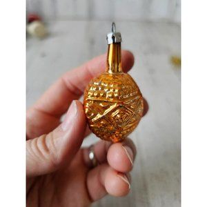 Vintage mini copper gold orange glass mercury ornament Xmas tree